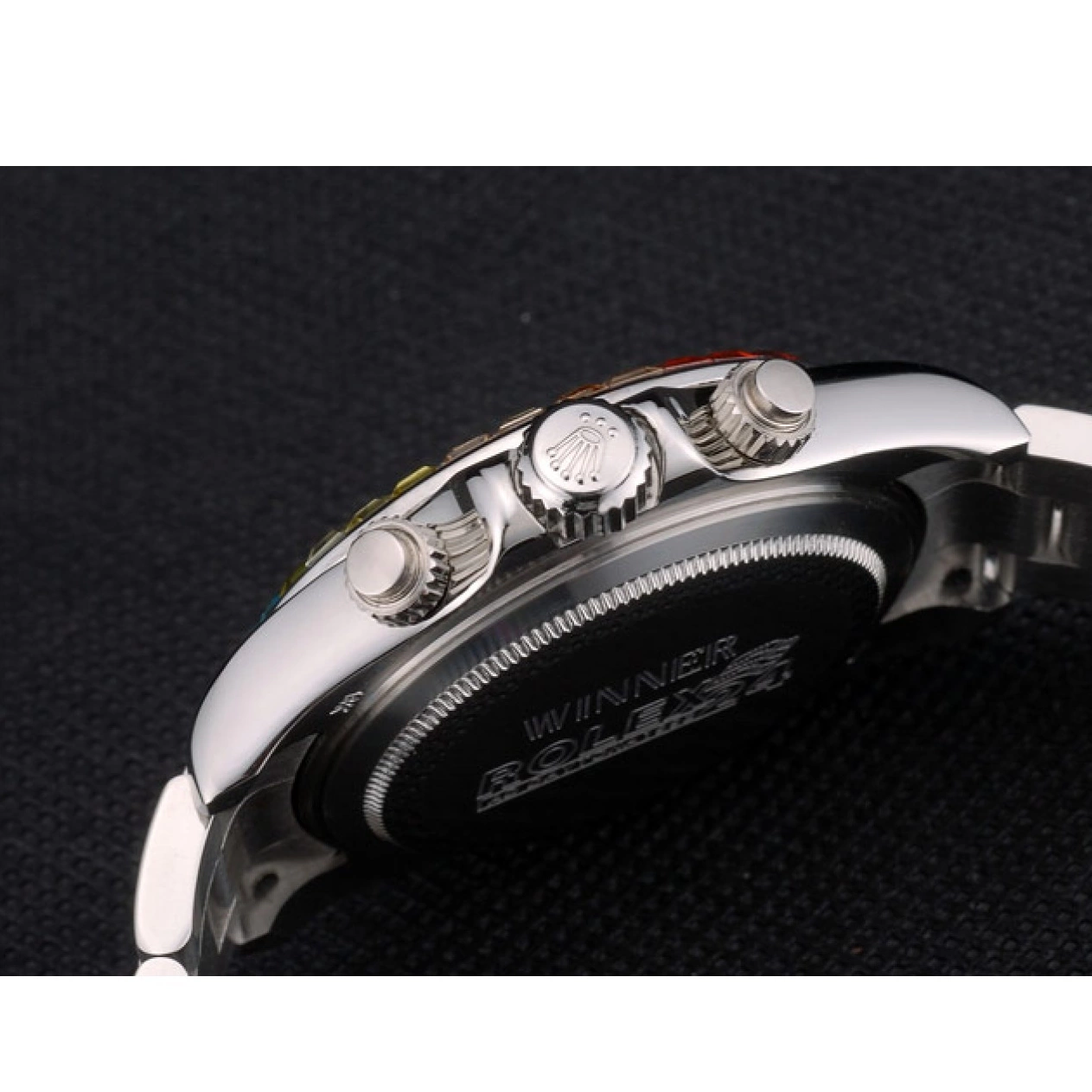 Aaa replica watch Daytona Stainless Bezel Rolex Strap Dial Cosmograph 80250 Crystals Black Rainbow Steep 0612